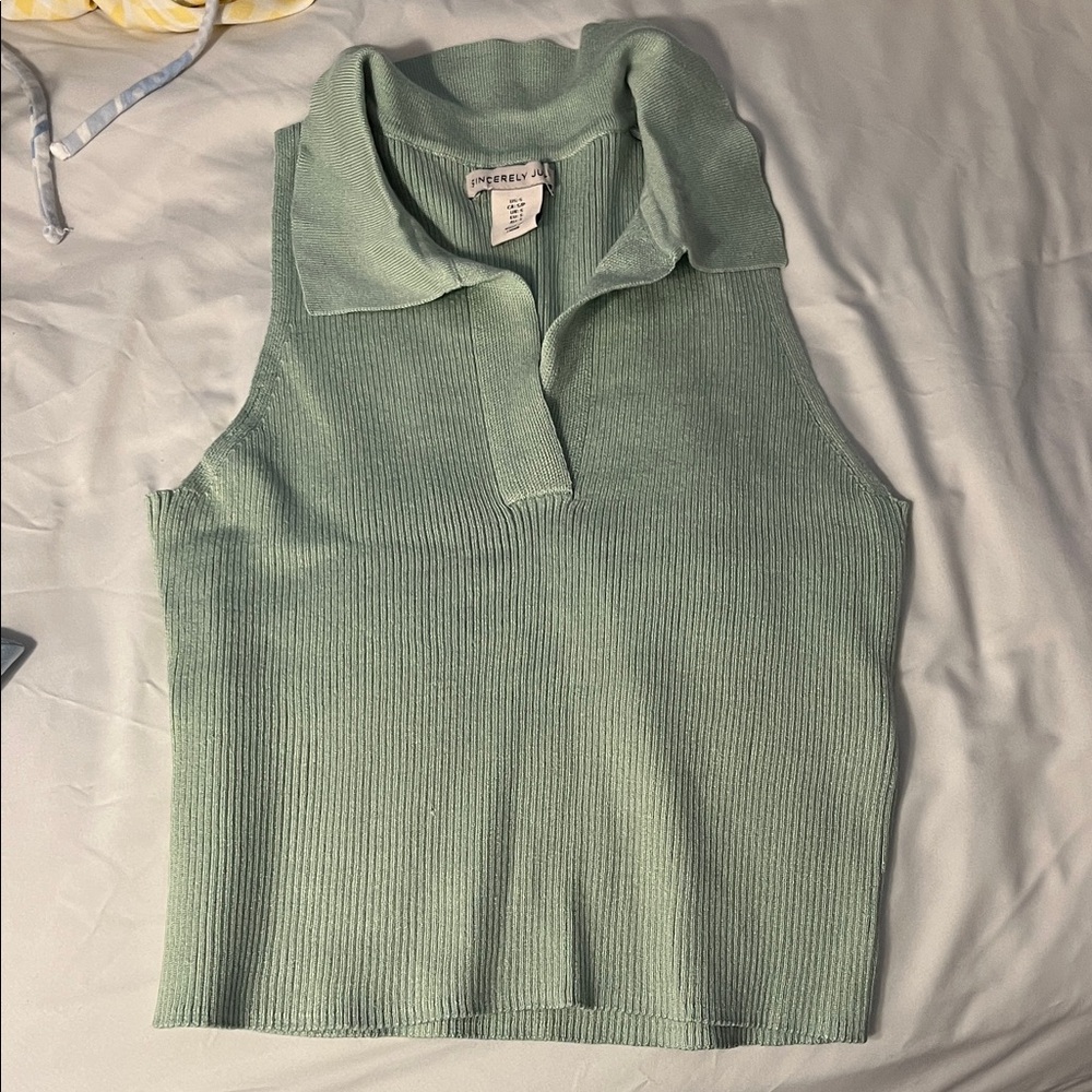 Sincerely Jules Mint Green Ribbed Tank Top